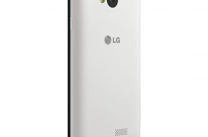 A back view of LG F60 in white color.