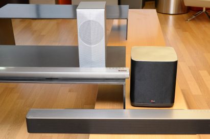 LG Music Flow Wi-Fi Series including LG Soundbar model HS7 and LG Soundbar model HS9