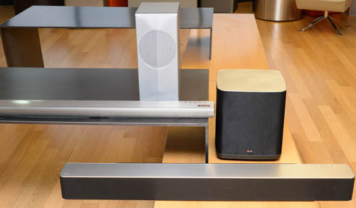 LG Music Flow Wi-Fi Series including LG Soundbar model HS7 and LG Soundbar model HS9.