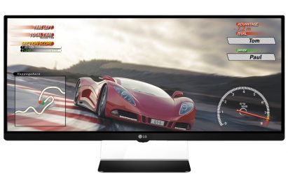 A front view of LG’s 34-inch UltraWide Gaming Monitor 34UM67