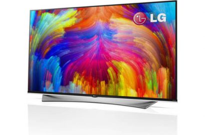 A right-side view of LG 4K ULTRA HD TV with quantum dot technology