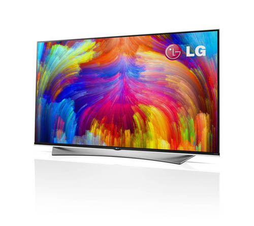 A right-side view of LG 4K ULTRA HD TV with quantum dot technology.
