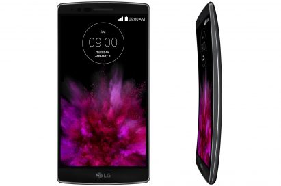 A front view and a side view of LG G Flex2.