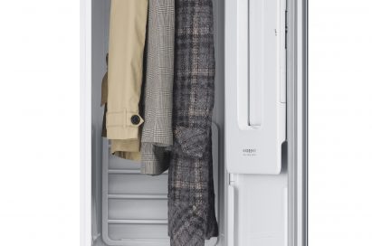 LG Styler with 3 clothes hanged in it