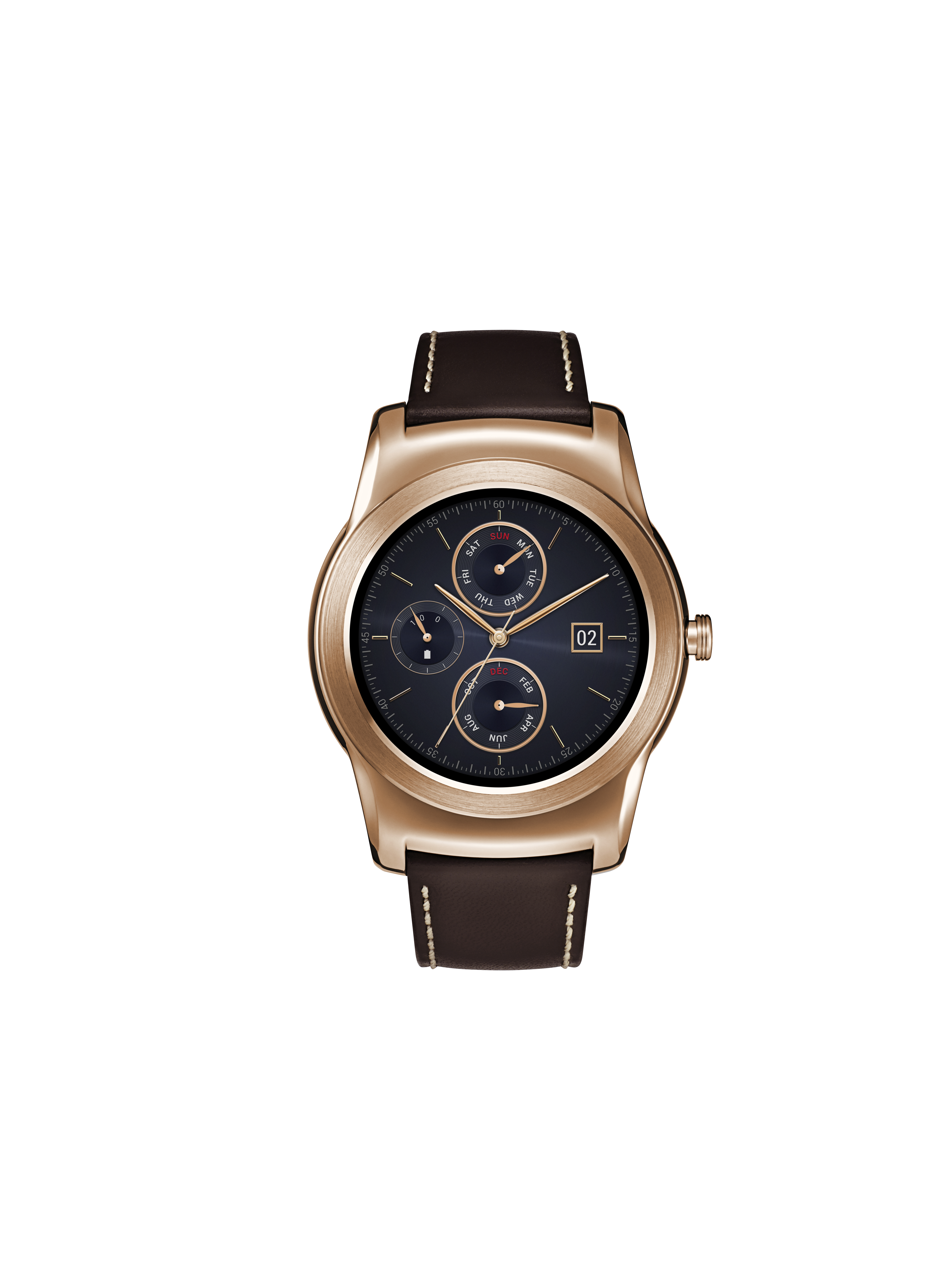A front view of LG Watch Urbane in gold color.