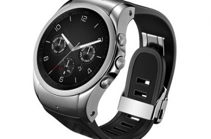 Front view of LG Watch Urban LTE in silver with its dial looking above to the left