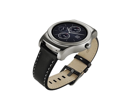 LG Watch Urbanes in silver color with the dial looking upwards