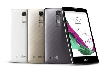 From left to right; back views of G4cs in Ceramic White, Shiny Gold, Metallic Gray, a front view of G4c.