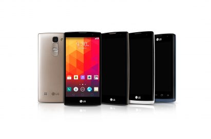 From left to right; A back of one of the new mid-range smartphones. And a front of turned on Magna, and fronts of turned off Spirit, Leon, Joy.