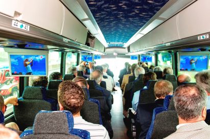 Experts watch videos on a bus via ATSC 3.0 signals