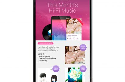 LG G3’s display showing ‘This Month’s Hi-Fi Music’ via the LG SmartWorld app, a high-fidelity(Hi-Fi) music service for customers of LG premium smartphones.