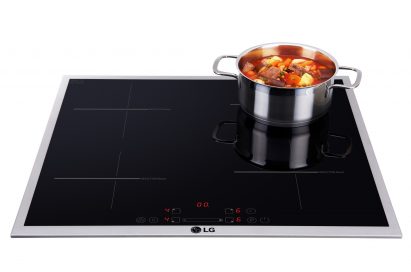 LG Studio Induction with a cooking pot on the right upper section