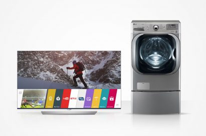 USA TODAY’s Best Television of the Year 2015 award-winner LG flat 4K OLED TV and the Best Washing Machine of the Year, LG’s Mega-Capacity Front-Load Washer.