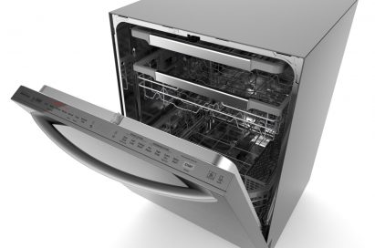 LG Dishwasher with its door slightly opened