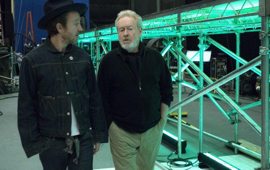Father and Son director duo, Ridley and Jake Scott, talking at the production site of LG’s first ever Super Bowl commercial