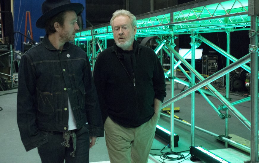 Father and Son director duo, Ridley and Jake Scott, talking at the production site of LG’s first ever Super Bowl commercial.