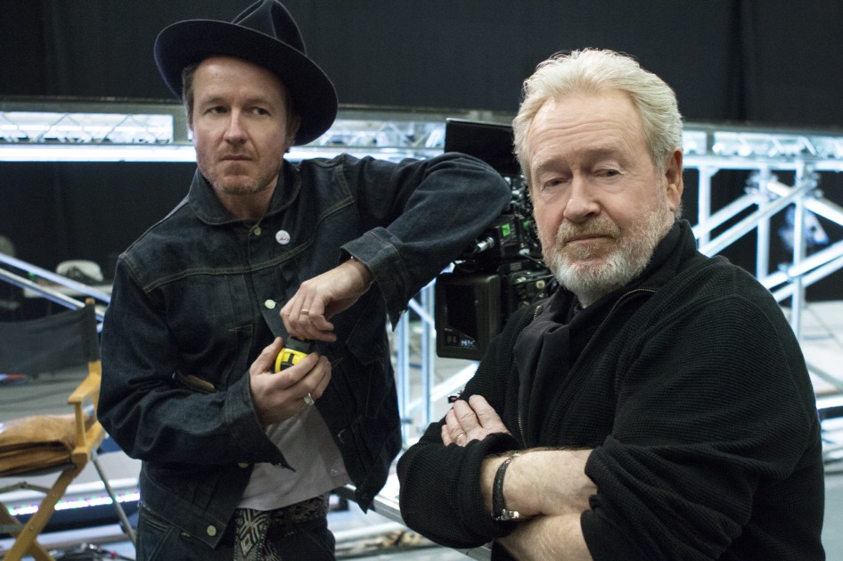Father and Son director duo, Ridley and Jake Scott, pose together at the production site of LG’s first ever Super Bowl commercial