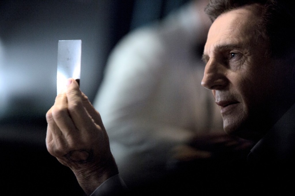 A scene from the LG Super Bowl Ad preview featuring film star Liam Neeson.