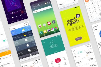 Various screens of the LG G5 showing off its new GUI