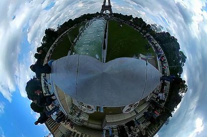 A 360-image taken on LG 360 CAM at the Eiffel Tower in Paris, France