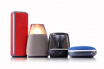 A collection of LG Bluetooth speakers