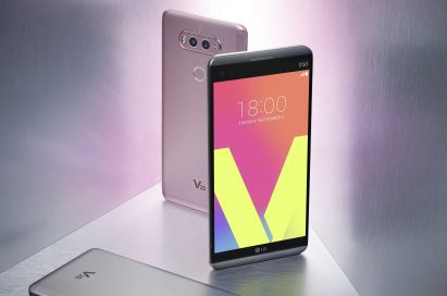 The front and rear view of the V20 in Titan, Silver and Pink