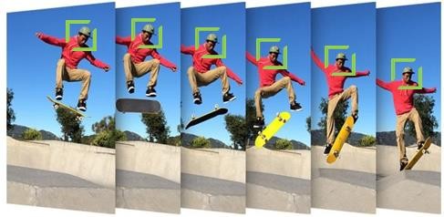 LG V20’s Tracking Focus feature captures a sequence of images of skateboarder jumping