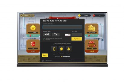 A screenshot of the payment option page on the LG Smart TV platform