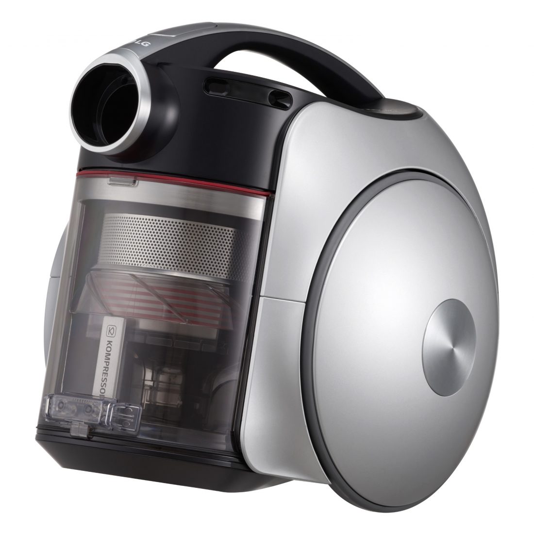 Close-up view of the LG CordZero Canister vacuum cleaner, only the canister portion