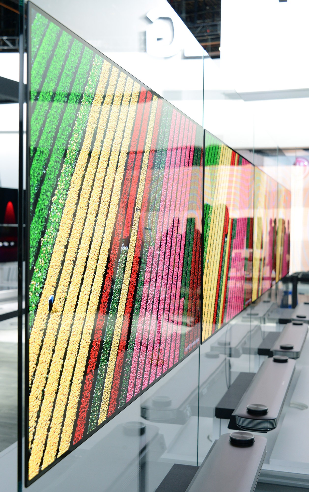 A side view of the LG SIGNATURE OLED TV W installation at CES 2017