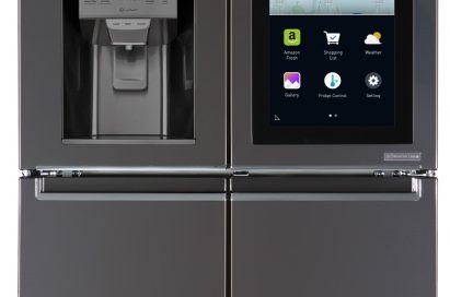 LG InstaView™ refrigerator with its touch panel activated