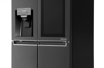 Side view of LG InstaView™ refrigerator with its touch panel inactivated