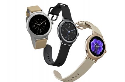 The front and side view of the LG Watch Style in Rose Gold, Titanium and Silver