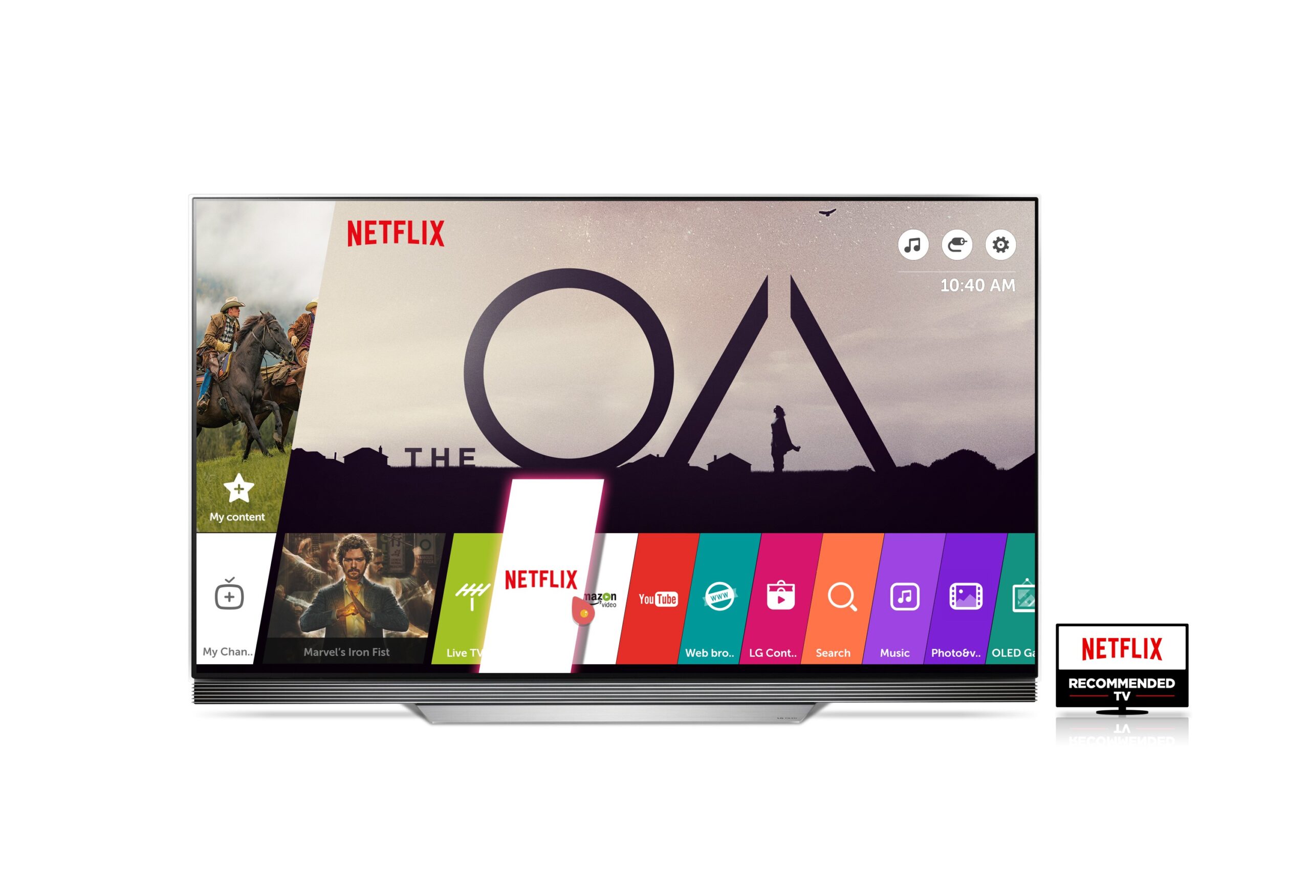 A Netflix Recommended LG TV launching the Netflix app