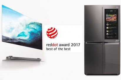 Best of the Best award-winners LG SIGNATURE OLED TV W and Smart InstaView refrigerator.