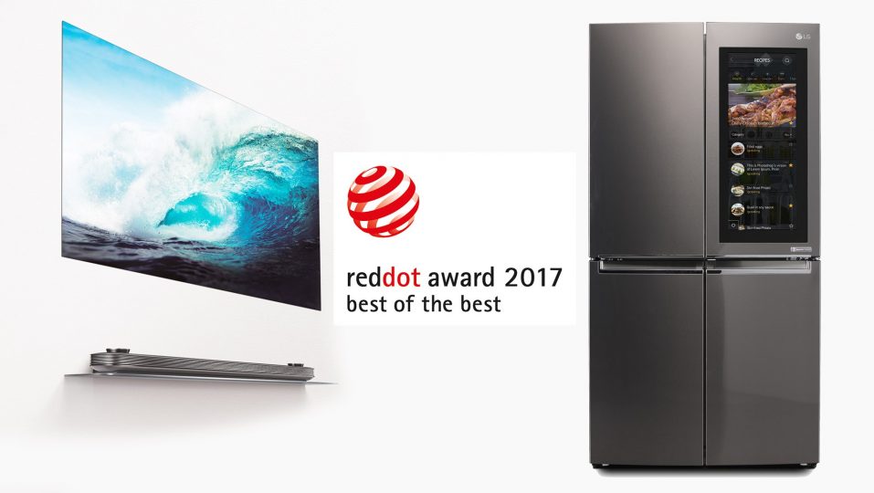 Best of the Best award-winners LG SIGNATURE OLED TV W and Smart InstaView refrigerator.