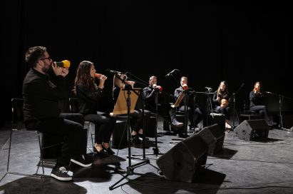 The London Vegetable Orchestra perform music using their creative vegetable instruments.