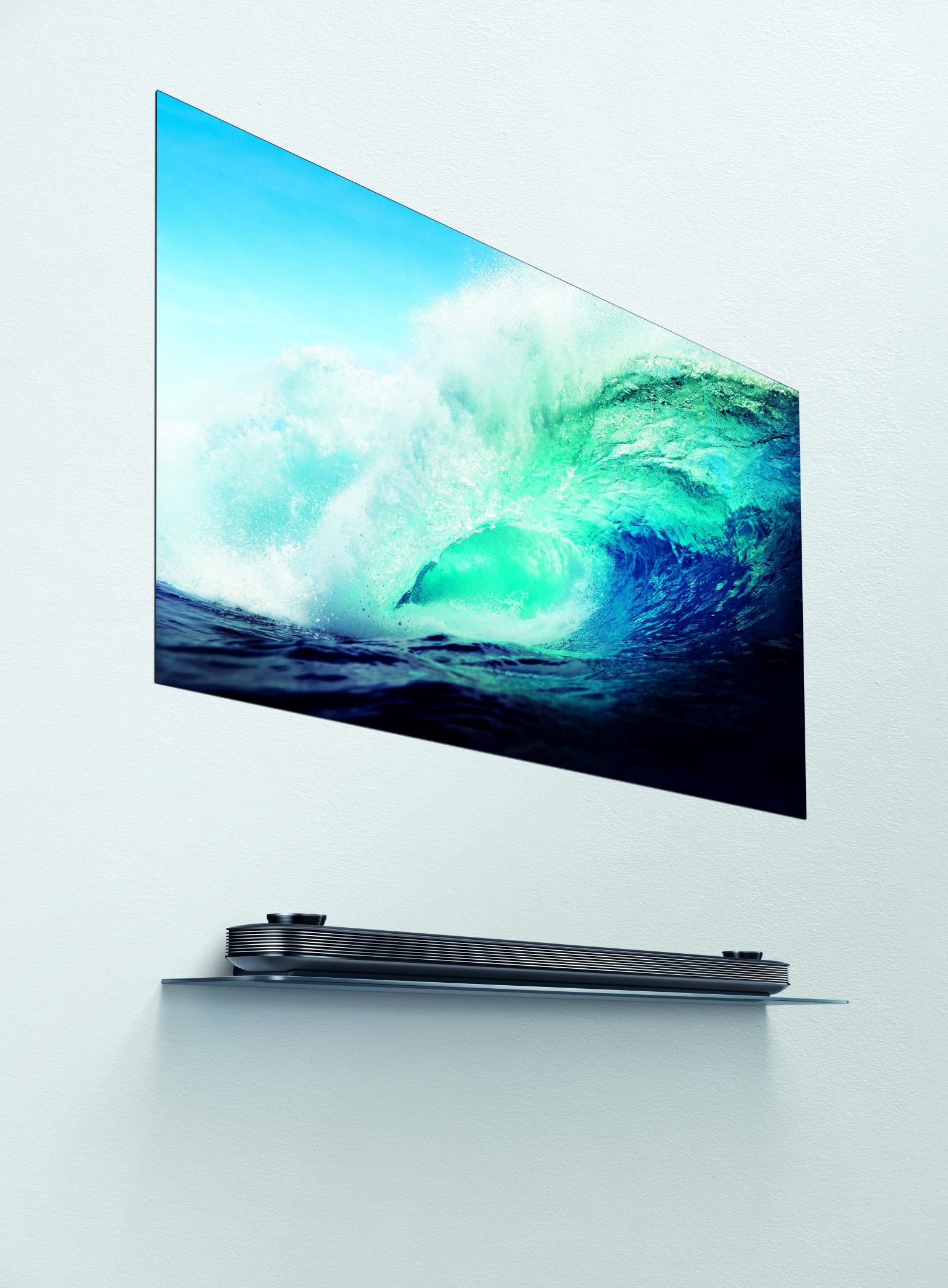 LG SIGNATURE OLED TV W positioned on a wall