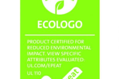 The ECOLOGO Certification to the ANSI-accredited UL 110 Standard for Sustainability for Mobile Phones.