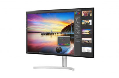 A right-side view of LG’s 32-inch UHD 4K monitor model 32UK950