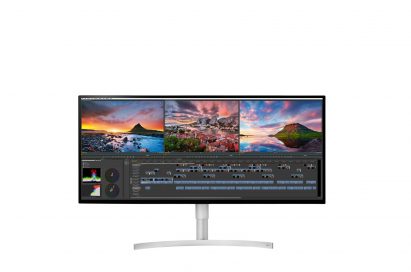 Front view of LG’s 34-inch UltraWide monitor model 34WK95U