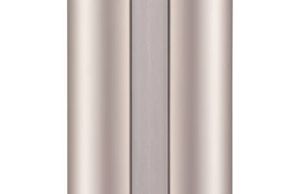 Front view of LG DUALCOOL ThinQ™ Stand Inverter air conditioner with vents open