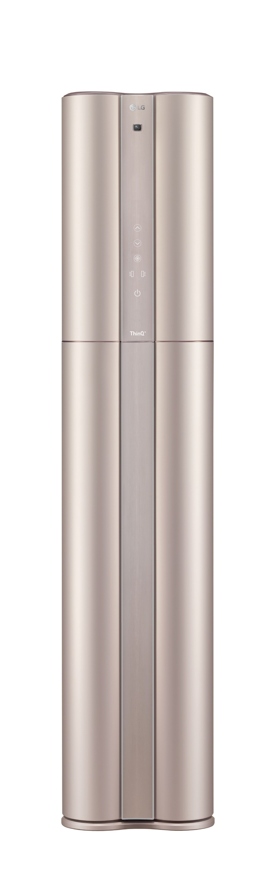 Front view of LG DUALCOOL ThinQ™ Stand Inverter air conditioner with its top vents closed