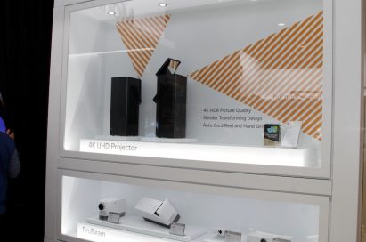 LG’s 4K UHD projector gallery showcases the incredible lineup, with the 4K UHD Projector, MiniBeam and ProBeam placed inside a glass display.
