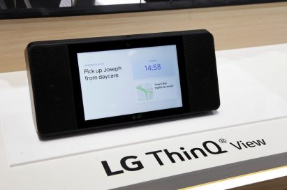 Another side view of the LG ThinQ View Smart Speaker with Google Assistant WK9