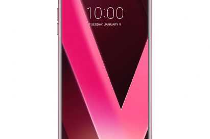 Front view of the LG V30 Raspberry Rose smartphone