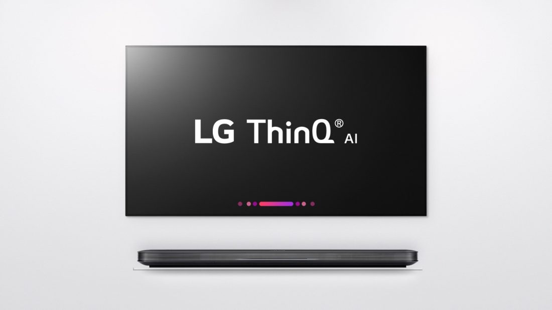 Front view of LG's ThinQ-enabled SIGNATURE OLED TV W
