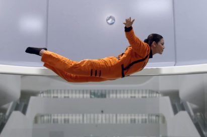 A screenshot of LG India’s “Astronaut” video, there are a woman who in in an astronaut training inside a special facility.