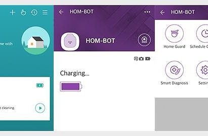 The image shows how to activate the Home-Guard feature on LG HOM-BOT settings.