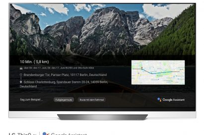 A front view of LG OLED TV showing Google Maps
